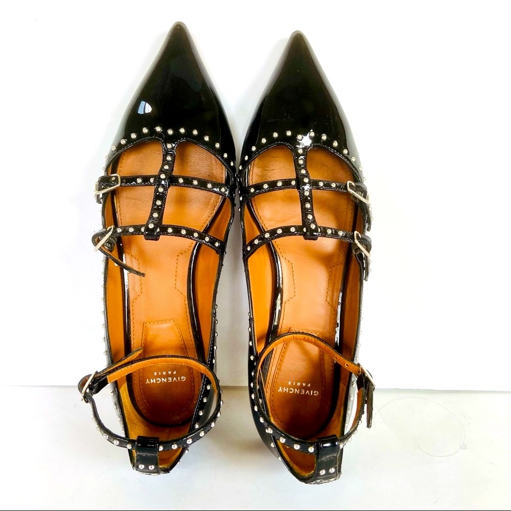 Givenchy black patent studded flats 37.5 - Picture 4 of 13